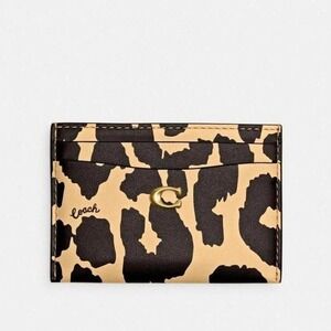 Coach Essential Leopard Printed Leather Card Case (Brand New)